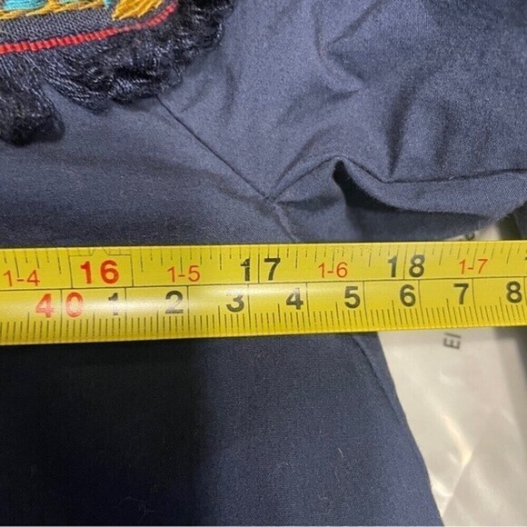 ZARA Basics Women’s Jacket Bell Sleeve Aztec Fringe Blue Size Small Oversize - Picture 9 of 10